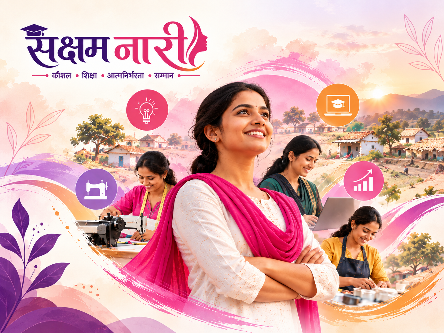 Women learning new skills at Saksham Naari